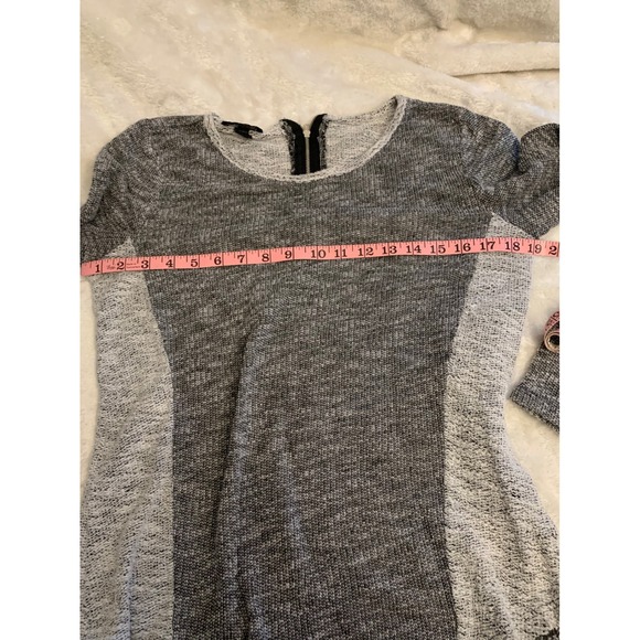 AB Studio Womens Large Salt and Pepper Marled Knit Top Back Zipper Gray White - Picture 3 of 8